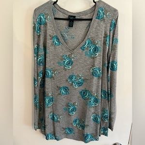 Women’s Rue 21 + 2XL Blue Floral Blouse